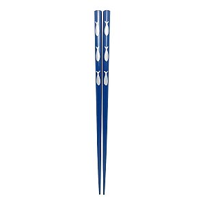 Hashi Peixe Prata Azul Madeira Talher Japones Oriental 23 Cm