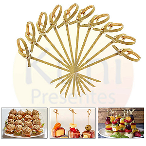 Kit 1000 Espetos Nó 7cm Bambu para Festa Buffet e Eventos