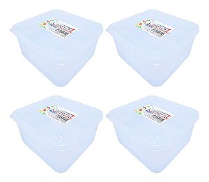 Kit C/ 4 Pote Plástico Japão C/escorredor Queijo Tofu  1.1 L