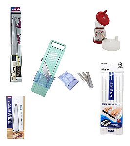 Kit C/ 5 Peças Mandolin Faca Moedor Pinça Peixe Esteira V