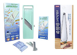 Kit 1 Mandolin Benriner Fatiador Legumes 1 Pinça De Peixe