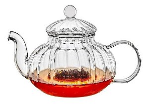 Chaleira Chá Com Infusor Boro 600ml Vidro Borossilicato Haus