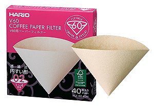 Filtro de Papel Natural Para Coador de Café V60, Tamanho 02, Caixa Com 40 Hario 0 Marrom