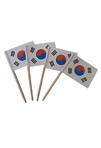 Espeto Bandeira Coreia 200un Decoração Buffet Festa Branco País