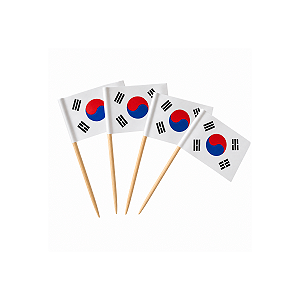 Kit 1.000 Palito Bandeira Coreia | Espeto Decorativo Petiscos Festa Buffet