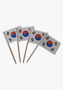 Kit 1.000 Espetinho Bandeira Coreia Un Decoração Buffet Branco País