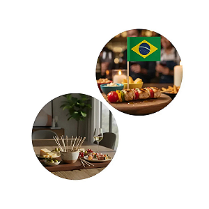 Kit Copa: Palito De Dente 500un + Espeto Brasil C/100