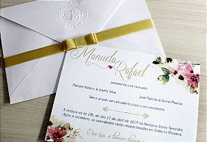 Convite de Casamento Com Relevo Seco ( 100 unidades)