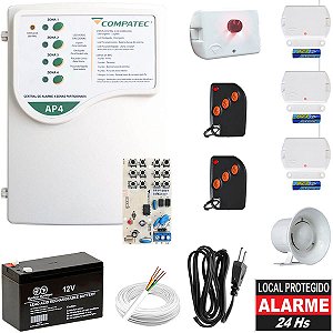 Alarme Residencial Sem Fio Compatec AP4 Discadora 3 Sensor Porta