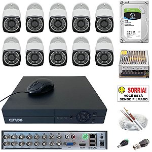 Kit 10 Câmeras Segurança Full HD 1080p CFTV Monitoramento Citrox