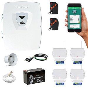 Alarme Wifi Residencial Compatec AW6 Com 4 Sensores Magnéticos