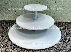 Suporte para Cupcake de 3 andares com base 40cm, e andares 30cm,20cm, com vãos de 15cm