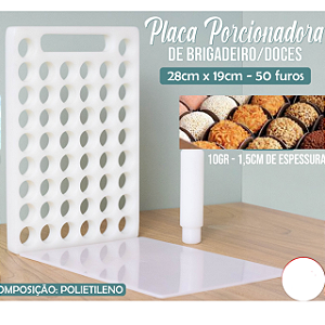 Placa Porcionadora P/doces Brigadeiro Beijinho 10g 50 Furos