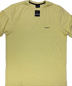 Camiseta Gola Careca Pierre Cardin - 100% Algodão - Ref 75010 Amarela