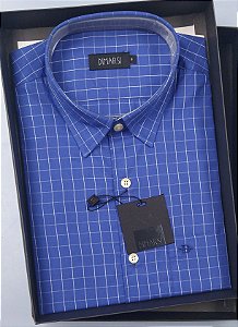 Camisa Dimarsi Tradicional Regular Fit - Com Bolso - Manga Curta - 100% Algodão - Ref. 9237AZ Xadrez