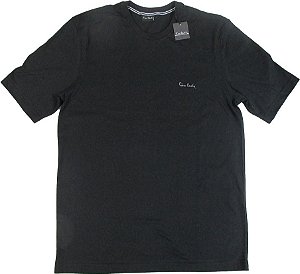 Camiseta Gola Careca Pierre Cardin - 100% Algodão - Ref 75044 Preta