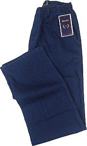 Calça Jeans De Elástico Inteiro na Cintura - Com  Zipper - Cherne - Algodão / Poliester - Ref. 822916 Azul Escuro