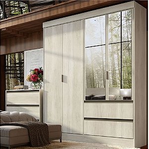 Guarda Roupa Millenium Glass 4 portas Bianco