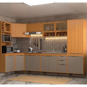 Cozinha Modulada Francini 8 Peças de Canto Angelin com Damasco