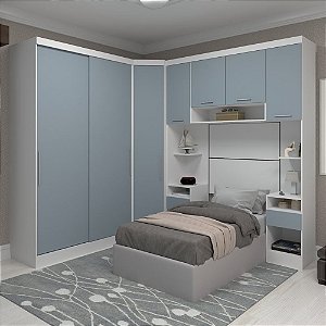 Quarto Modulado Paris Solteiro de Canto 6 peças