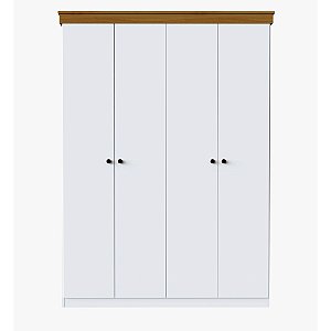 Guarda Roupa London 4 Portas Freijó com Branco Fosco