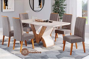 Conjunto de Mesa Ástruia com 6 Cadeiras Safira