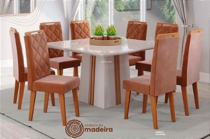 Conjunto de Mesa Rubi com 8 Cadeiras Rubi