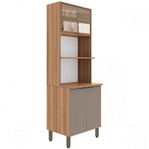 Kit Forno e Micro com Vidro Louise Nogal/ Damasco