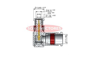 Conector Bnc Macho de Prensa Cabo Rgc-213 Angular