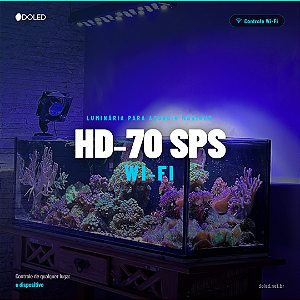 Luminária Doled Aquário Marinho HD-70 SPS Wi-Fi