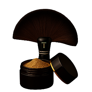 KIT ACABAMENTO PREMIUM - PÓ MÁGICO + PINCEL EM LEQUE PARA APLICAÇÃO - PÓS BRONZEAMENTO A JATO