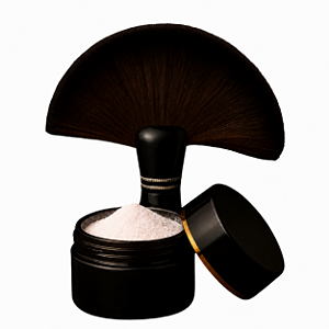 KIT ACABAMENTO PREMIUM - PÓ MÁGICO + PINCEL EM LEQUE PARA APLICAÇÃO - PÓS BRONZEAMENTO A JATO