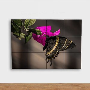 Painel Decorativo Flor Pink e Borboleta