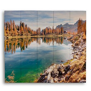 Painel Decorativo de Azulejo Paisagem Lago 100x100cm