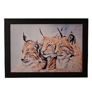 Quadro Decorativo Gatos Selvagens Aquarela