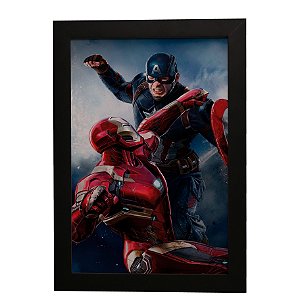 Quadro Decorativo Homem de Ferro vs Capitão América