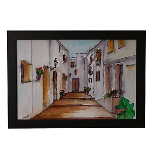 Quadro Decorativo Vilarejo em Aquarela