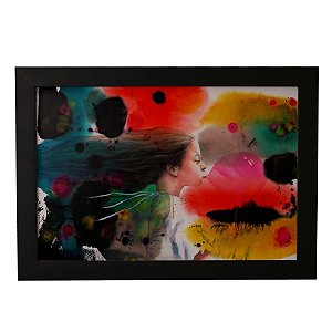 Quadro Decorativo Menina Balão em Aquarela