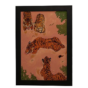 Quadro Decorativo Tigres No Pântano