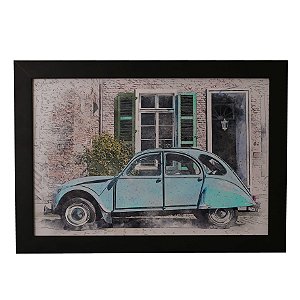 Quadro Decorativo Vintage Fusca Azul