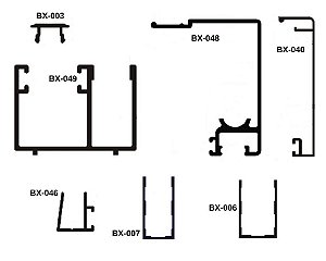 Kit Engenharia 2 Folhas para Temperado 8mm Largura x Altura - Varias Cores - Perfis + Escovinha + Roldanas