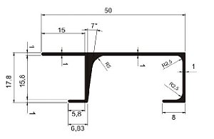 Perfil De Alumínio Puxador C/ Encaixe 15Mm E 18Mm - Várias Cores - Barra Com 6,00Mts (Mv-059 / Mv-060)