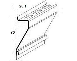 Perfil De Alumínio Veneziana 73X20Mm Com Ventilação Us-285 Barra Com 6Mts