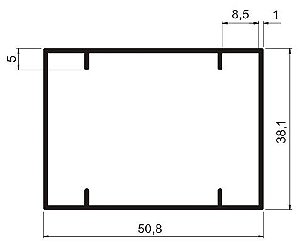 Perfil De Alumínio Tubo Retangular 2” X 1”1/2” P/ Portão - Barra Com 6m (Cód. PC-004)