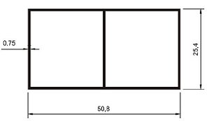 Perfil De Alumínio Régua Bitubular Simples 2”X1” (Parede De 0,75Mm) Barra Com Diversos Tamanhos