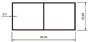 Perfil De Alumínio Régua Bitubular 20X46Mm Barra Com Diversos Tamanhos
