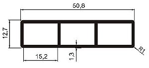 Perfil De Alumínio Tubo Retangular 12 X 50Mm Com Raio - No Natural Cru - Barra Com 6Mts (Cód. Mv-053)