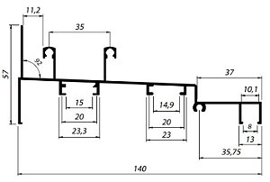 Perfil De Alumínio Equivalente À Linha Integrada Mn010 - Barra Com 6Mts - Várias Cores