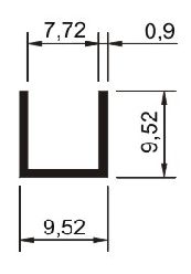 Perfil De Alumínio Baguete "U" 3/8 - Várias Cores - Barra Com 6m (Cód. BG-004)