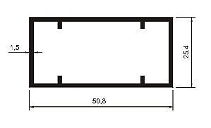 Tubo Retangular - Régua Frisada Extra 1" X 2" X 1,5Mm Várias Cores Barra Com 6Mts